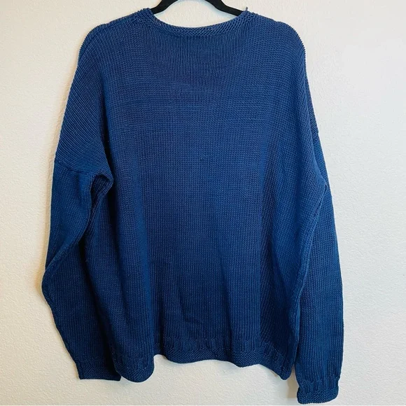 Vintage Navy Blue USA American Flag Oversized Knit Scoop Neck Sweater | XXL - Picture 5 of 5